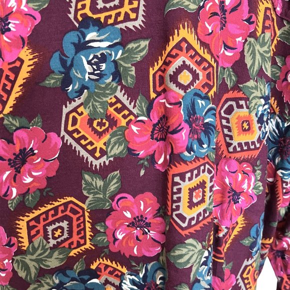 NWT 90's Funky Floral Aztec Long Sleeve Shirt - Size Medium - Ilio - Picture 7 of 8